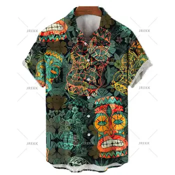 2023 Vyrų Havajų 3d Marškinėliai Streetwear Trumpas Rankovės Negabaritinių Vasaros Camisa Gėlių Masculina Palaidinė Retro