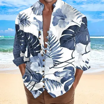 Havajų Marškinėliai Mens Atogrąžų Lapai Spausdinami trumpomis Rankovėmis Palaidinė Paplūdimio Atostogų Viršuje Tee Vasaros Negabaritinių Vyrų Drabužiai Camisa