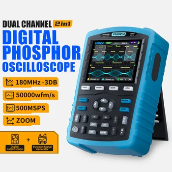 Skaitmeninis Oscilloscope Dual-channel 2in1 Nešiojamų Oscilloscope 20M Signalo Generatoriaus 180MHz Pralaidumo 500MA Realaus laiko diskretizavimo dažnis