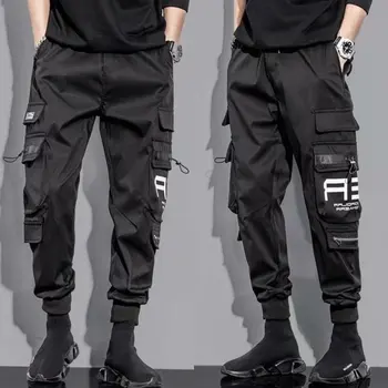 2023 Naujas Vyrų Kelnės Hip-Hop Poilsiu Krovinių Kelnės Vyrų Haremas Kelnės Atsitiktinis Multi-kišenės, Kelnės Juoda Žalia Sweatpants Streetwear