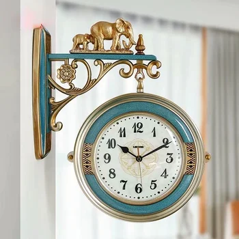 Europos Sieninis Laikrodis Šiaurės Retro Meno Sieniniai Laikrodžiai Tyli Dvipusis Kvarciniai Laikrodžiai Gyvenimo Namų Puošybai Kambarys Reloj De Sumalti