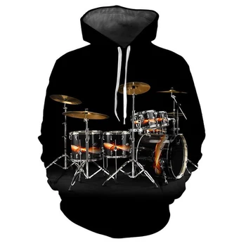 Jazz Drum 3D Hoodie Vyrų/Moterų Mados Asmenybės 3D Gobtuvu Megztinis Atsitiktinis, Patogūs Megztiniai