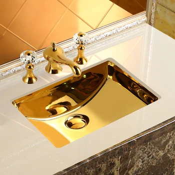 Europos stiliaus aukso baseino praustuvas įterptųjų vonios spintelė aikštėje baseino praustuvas namų vonios keramikos