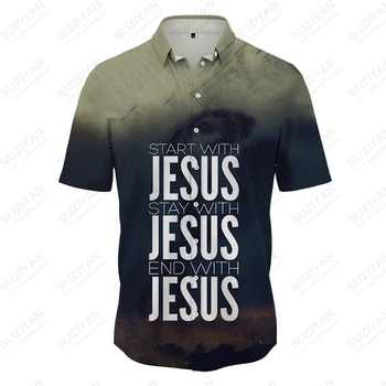 Vasaros nauji vyriški marškiniai Krikščionių Jėzaus Kryžiaus 3D atspausdintas vyriški marškinėliai atsitiktinis stiliaus vyriški marškinėliai mados tendencija vyriški marškiniai