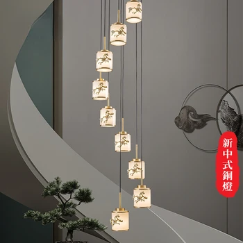 Naujas Kinų Stiliaus Laiptai Ilgai Liustra Vario Kinų Stiliaus Vila Dvipusis Pastato Lempos Viešbutis Inžinerijos Kūrybos Rotationa