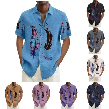 Havajų Marškinėliai Vyrams, vyriški Derliaus Mygtuką Boulingo Marškinėliai trumpomis Rankovėmis Vasaros Paplūdimio Marškinėliai рубашка с коротким рукавом