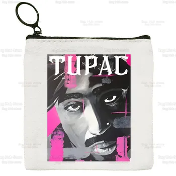 Reperis Tupac Shakur Moterų Maišas Vaiskiai Balta Maišelį 2pac Hip-Hop TUPAC Rankų darbo Audinio Maišelis Monetos Rankinėje Bag Rankinė