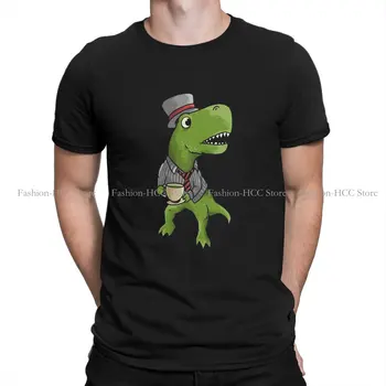 Arbata Rex Juokinga dinozaurai gerti arbatos ir dėvėti kostiumą ištrinti Naujausias TShirts Poliesteris Dinozaurų Vyrų GraphicTops T Shirt O Kaklo