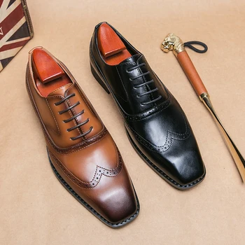 Vyrai Oksfordo Bateliai Klasikinis Rankų darbo Pu Pažymėjo Tne Nėrinių Patogus, neslidus Verslo rudas juodas nemokamas pristatymas vyrams batai