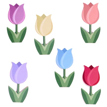 6pcs Tulpių Žiedai Vestuvių Dirbtinis Pavasario Kaimiškas Multi Spalvos Ornamentu Meno Amatų PVC Namų Pakopų Dėklas Stalo Dekoras