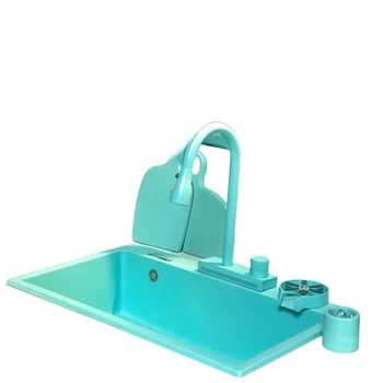 Tiffany mėlyna kvarco akmens kriauklės, virtuvės kriaukle, kriaukle, kriaukle baseino krioklys traukti maišytuvas po stalu.