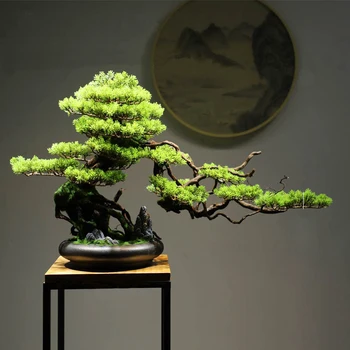 Modeliavimo Micro-kraštovaizdžio Draugiška Pušų Žalia Augalų Bonsai Namo Gyvenamasis Kambarys Veranda Apdailos Kinų Stiliaus Biuro Papuošalai