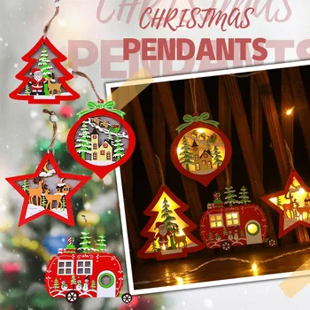 Kūrybos Kalėdų Tuščiaviduriai Medinis Pakabukas Šviesos Automobilių Mažos Eglutės Ornamentu Dovanos Kabinti Santa Claus Naujųjų Metų Namų Navidad Amatų