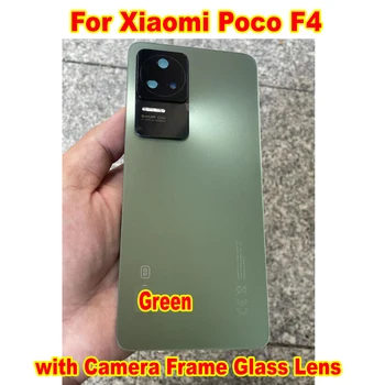 Originalus Atgal Baterijos Dangtelis Galinis Korpusas Atveju Xiaomi Poco F4 5G 22021211RG Telefono Dangtelį su vaizdo Kameros Kadrų Stiklo Objektyvas + Klijai