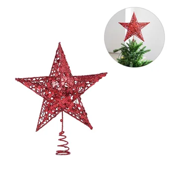 2 Vnt Kalėdiniai Papuošalai Geležies Medžio Topper Dekoratyvinis Ornamentas Pentagram Formos Šalis Chrsitmas Blizga Star