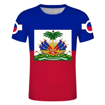 Haityje Nemokamų Užsakymą marškinėlius prancūzijos Haičio Respublika tshirts Vėliava, Herbas Tee Marškinėliai 