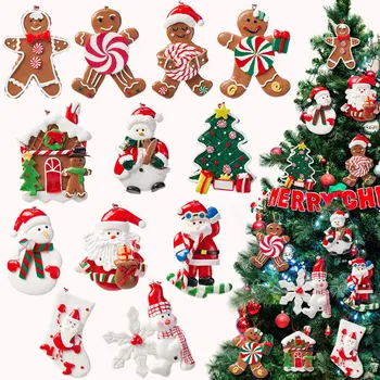 Naujas Rankų Darbą Kalėdų Pakabukas Santa Claus Sniego Imbieras Duona Žmogus Kalėdos Navidad Christms Medžio Dekoro Namų Automobilių Hapy Naujųjų Metų
