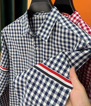 Prekės vyriški ilgio rankovėmis 100% grynos medvilnės klasikinis pledas marškiniai Pavasarį ir Rudenį naujos mados atsitiktinis marškinėliai high-end vyriški drabužiai
