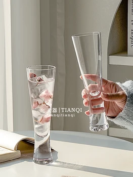 Crystal mažas juosmens stiklo sulčių stiklo namų apyvokos stiklo šampano stiklo kokteilių vaisių vynas, raudonas vynas traukinio išleidimo signalas stiklo akiniai