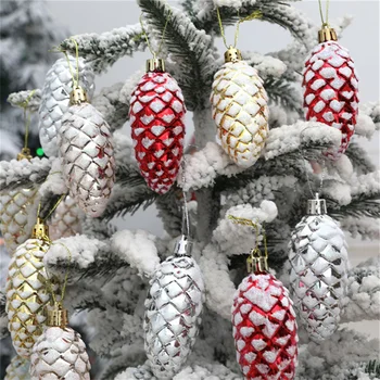 Kalėdų Medžio Apdaila 5VNT Plastiko Dažytos Pušies Kankorėžis Kamuolys Kalėdų Medžio Kabo Pakabukas Kalėdų Ornamentu Navidad Naujųjų Metų 2024