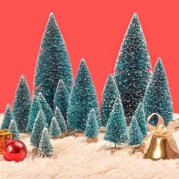 32 Gabalus Dirbtinis Mini Kalėdų Eglutės Sizalio Medžių Sniego, Šalčio Papuošalų su Medienos Bazės Butelis Teptuku Medžių Stalo Medžiai
