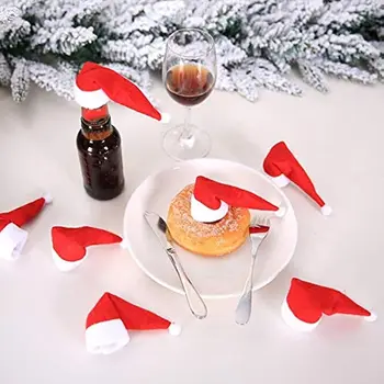 Butelis Ornamentu Mini Kalėdų Skrybėlę Naują Dovanų Stalo Peilis, Stalo Įrankiai Ir Taurės, Butelių Padengti Saldainis Topper Vyno Butelis Skrybėlę Šalis