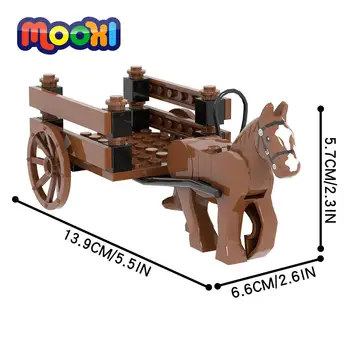 MOOXI Viduramžių Serijos Karo Vežimo Modelis Arklių Plytų Asamblėjos Švietimo Dalių Kūrimo Bloką Žaislas Vaikams, Dovana MOC5035