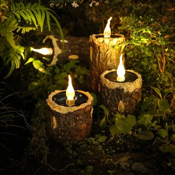 Saulės LED Modeliavimas Medžio Žievės, Žvakių Šviesa, Medžio Žievės, Kelmas Žvakės Šviesos, atsparus Vandeniui Namuose Šventė Šalies Scenos Dekoracija Namuose