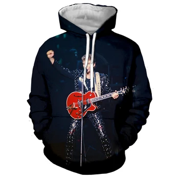 2023 Naujas Johnny Hallyday Gitara 3D Atspausdintas Vyrai Moterys Hoodies Palaidinės Roko Hoodie Hip-Hop Atsitiktinis Negabaritinių Megztinis
