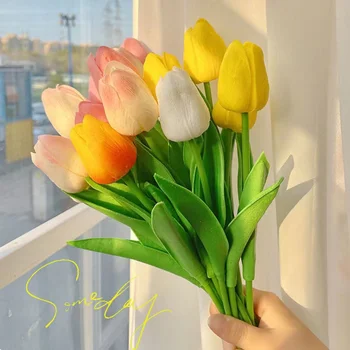Dirbtinės Tulpės Gėlių Išdėstymas Puokštė Namų Kambario, Biuro Šalis Vestuvių Apdaila,Puiki Dovana Idėja Motinos Diena