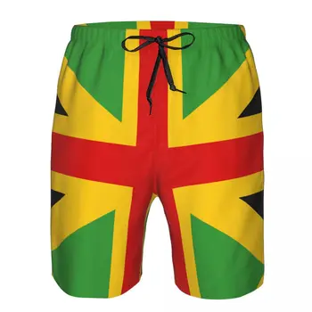 Vasarą Vyrai, maudymosi Kostiumėliai, Kvėpuojantis Quick Dry Skrynios Anglo Jamaikos Vėliavos Paplūdimio Šortai Veikia Mokymo Banglentės