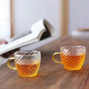 100ml plaktukas stiklo su rankena, atsparus karščiui puodelio sutirštinto teacup namų kung fu teacup arbatos rinkinys teacup arbatos dubenėlį