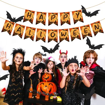14Pcs/set Black Orange Helovinas Šalis Dekoro Moliūgų Vaiduoklių Happy Halloween Kabo Reklama, Namų Dekoro