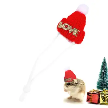 Mini Žiurkėno Skrybėlę Kalėdų Naminių Gyvūnėlių Kostiumai Reguliuojamas Maža Santa Hat Smulkių Gyvūnų Augintinių Skrybėlę Su Elastinga Smakro Dirželis Žiurkėnai