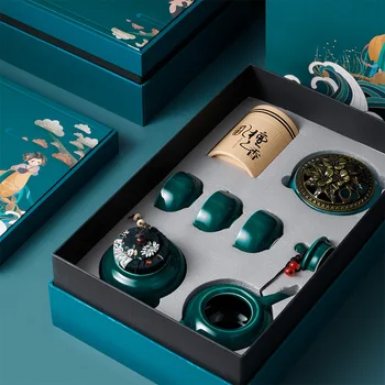 Guochao senovinių keramikos arbatos nustatyti bendrovės arbatos rinkinys metinis susitikimas Keramikos Arbatos Rinkinys Rankų darbo virdulys keramikos arbatos rinkinys