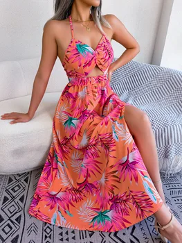 2023 M Ilgio Suknelės Moterims Seksualus Tuščiaviduriai Iš Spageti Dirželis Rankovių Atostogų Elegantiškas Paplūdimio Streetwear Klubas Suknelės, Šaliai, Skraistės