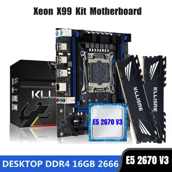 Kllisre X99 plokštė combo kit rinkinys LGA 2011-3 Xeon E5 2670 V3 CPU DDR4 16GB (2VNT 8G) 2666MHz Darbalaukio Atmintis