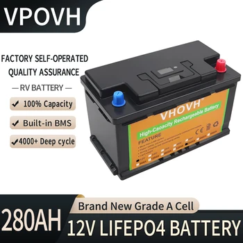 12V 280Ah LiFePO4 Baterija įmontuota BMS Ličio Geležies Fosfato Cell 4000 Ciklų RV Stovyklautojai Golfo Krepšelį Saulės Saugojimo + Kroviklis