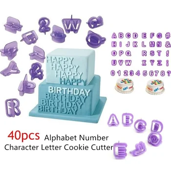 40 Vnt Abėcėlės, Skaičių, Simbolių Laišką Cookie Cutter Minkštas Pyragas Sausainių Kepimo Forma 