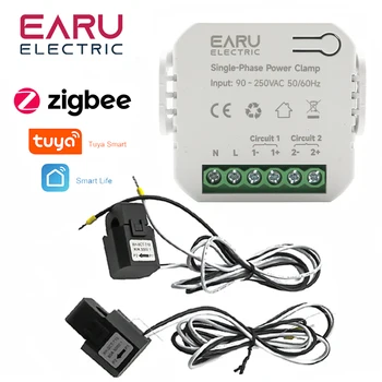 Tuya Smart WiFi Zigbee dvipusis Dvišalius Energijos Skaitiklis 80-300A AC110V 220V Apkabos, CT KWh Galios Elektros energijos sąnaudos Stebėti