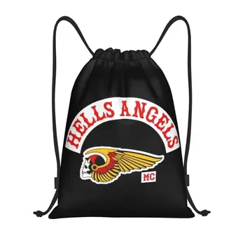Hells Angels Pasaulio Logotipas Raišteliu Krepšiai Vyrų, Moterų, Sulankstomas Sporto Salė Sackpack Mokymo Saugojimo Kuprinės