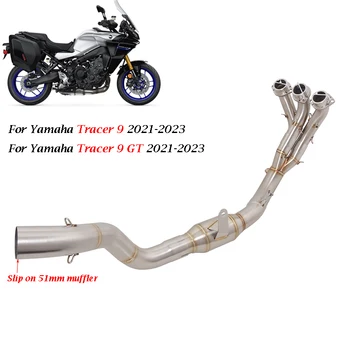 Už Yamaha Bandomųjų 9 Tracer9GT 2021-2023 Priekiniai Link Vamzdžio Motociklo Išmetimo Sistemos Paslysti Ant 51mm Duslintuvo Nerūdijančio Plieno