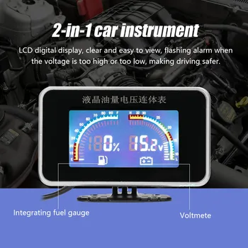 2-in-1 LCD Automobilinis Skaitmeninis Kuro Lygio Indikatorius Voltmeter Universali Priemonė 9-36V Kuro Lygio Daviklis Automobilį