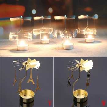 Rotacinis Žvakių Laikiklis Metalo Verpimo Arbata Žibintai Romantiška Žvakidė buities reikmėms Vestuves Kalėdų Šventė Dekoro Y5GB