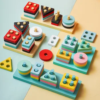 Geometrinės Formos Rankovės Skiltyje Švietimo Žaislai Vaikams Montessori Jutimo Plėtros Ankstyvo Mokymosi Blokai Dovana