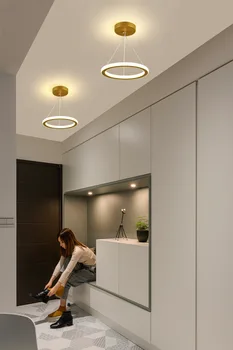 Modernus Minimalistinis LED Pakabukas Lempa, Koridorius, Koridoriuje Įėjimas, Veranda Kambarį Šiaurės Balkonai Juodojo Aukso Akrilo Žibintai