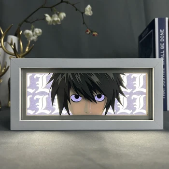 Death Note-L Miegamojo Puošmena Manga Stalas 3d Stalo Lempa Anime Švieslentę Akis Death Note Popieriaus Iškirpti šviesdėžės Dropshipping