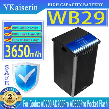 WB29 3650mah YKaiserin Baterija Godox Witstro AD200 AD200PRO AD200 PRO (AD200 Baterija)