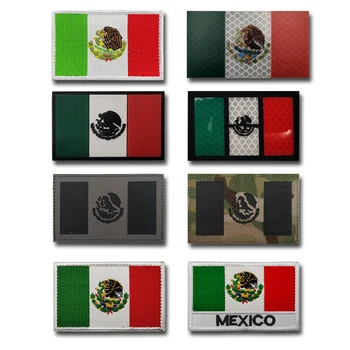 Meksikos Vėliava MEX atšvaitais, šviesą atspindinčios PVC audinio lopai siuvinėjimai raištį Taktinis Ženklelis kablys Medžiaga Lipdukas Logotipas Aplikacijos