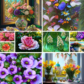 Gėlių, Rožių, Aguonų Dažymas Numeriai Tapybos Rinkinį, Aliejiniai Dažai 50*70 Drobė Nuotraukas Dekoratyviniai Paveikslai Vaikams Piešimo